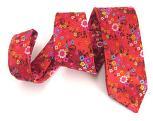 Limited Edition Red Neat Floral Silk Tie by Van Buck