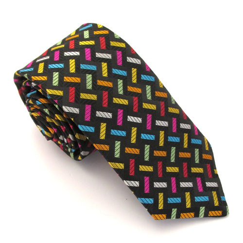Limited Edition Multicoloured Block Silk Tie by Van Buck