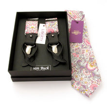 Lodden Pink Tie & Trouser Braces Gift Set Made with Liberty Fabric