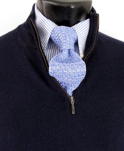 Sky Blue Knitted Marl Silk Tie by Van Buck