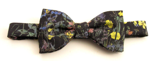 Wild Flowers Navy Bow Tie Made with Liberty Fabric