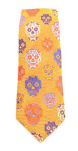 Limited Edition Gold Wave and Orange Skull Silk Tie by Van Buck