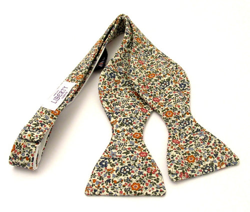 Katie & Millie Tan Self Tie Bow Tie Made with Liberty Fabric