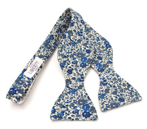 Emma & Georgina Blue Self Tie Bow Tie Made with Liberty Fabric