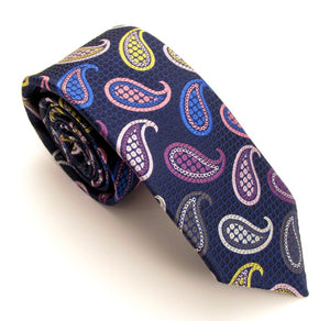 Limited Edition Navy Blue Large Teardrop Paisley Silk Tie by Van Buck Media 1 of 3