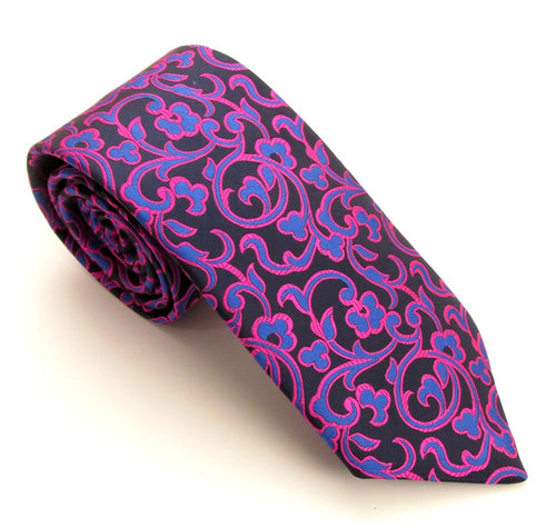 Limited Edition Navy Vine Silk Tie by Van Buck