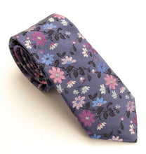 Limited Edition Charcoal Grey Floral Silk Tie by Van Buck