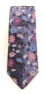 Limited Edition Charcoal Grey Floral Silk Tie by Van Buck