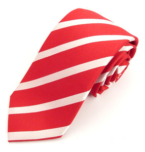 Striped Red With White Silk Tie