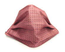 Salmon Pink with Navy Polka Dot Pattern Silk Face Covering / Mask