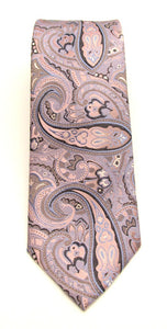 Pink Large Paisley London Silk Tie by Van Buck