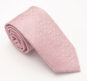 Pink & Grey Floral London Silk Tie by Van Buck