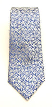 Blue & Silver Floral London Silk Tie by Van Buck