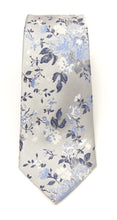 Silver Grey Floral London Silk Tie by Van Buck