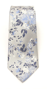 Silver Grey Floral London Silk Tie by Van Buck