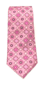 Pink Medallion London Silk Tie by Van Buck