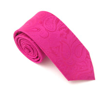 Cerise Pink Paisley Silk Wedding Tie By Van Buck 