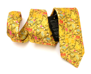 Van Buck Limited Edition Gold Flower & Vine Silk Tie