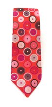 Limited Edition Red Silk Tie with Black & Grey Circles by Van Buck