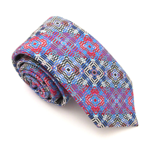 Limited Edition Blue Stripe Kaleidoscope Silk Tie by Van Buck