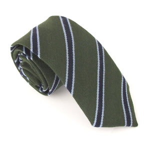 Green & Navy Stripe Wool Tie by Van Buck
