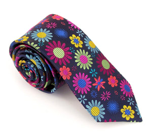 Limited Edition Dark Navy Flowers Silk Tie