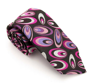 Limited Edition Black and Pink Oval Silk Tie & Pocket Square by Van Buck
