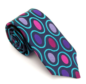 Limited Edition Bold Navy Oval Silk Tie & Pocket Square Set by Van Buck