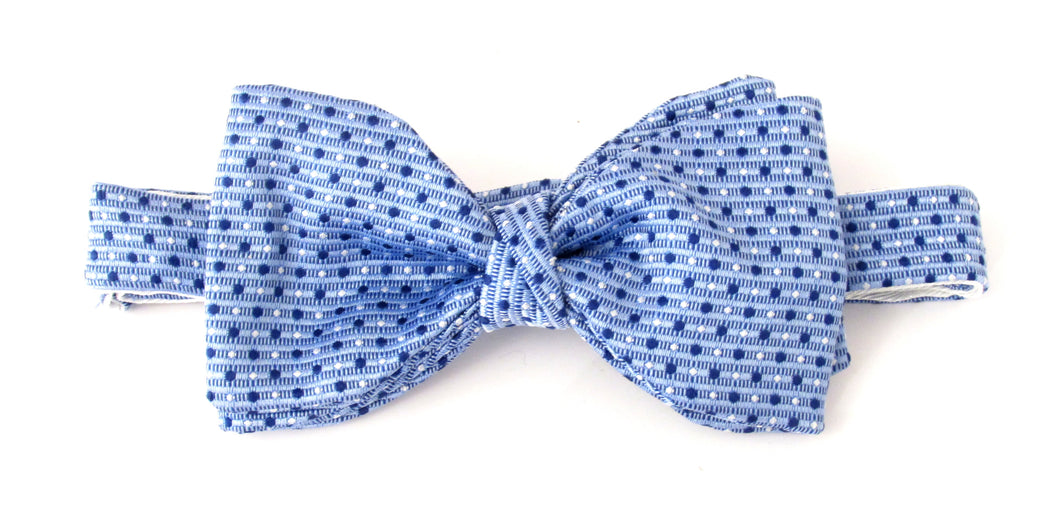 Sky Blue with Navy Dots Silk Bow Tie by Van Buck