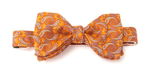 Orange Paisley Silk Bow Tie by Van Buck