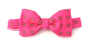 Bright Pink Floral Silk Bow Tie by Van Buck