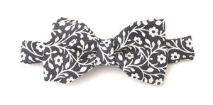 Navy Floral Silk Bow Tie by Van Buck
