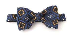 Black & Tan Geometric Silk Bow Tie by Van Buck