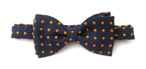 Navy with Orange Polka Dots Silk Bow Tie by Van Buck 