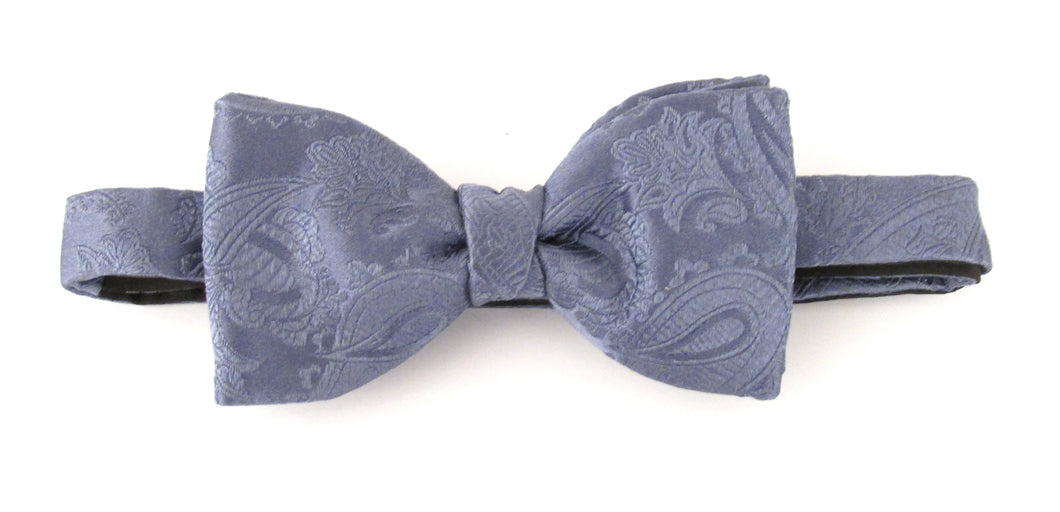 Grey Paisley Silk Bow Tie by Van Buck