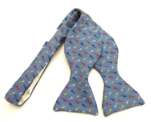 Blue Teardrop Self-Tied Silk Bow Tie by Van Buck