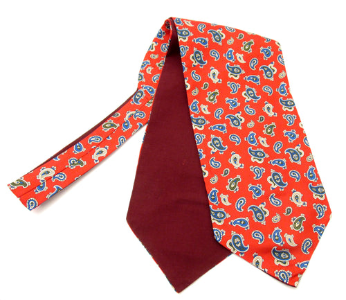Red Paisley Fancy Silk Cravat by Van Buck 
