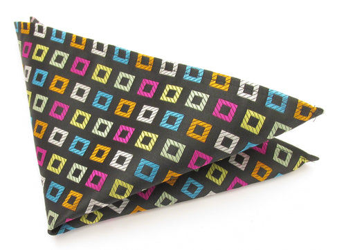 Limited Edition Multicoloured Squares Silk Pocket Square by Van Buck