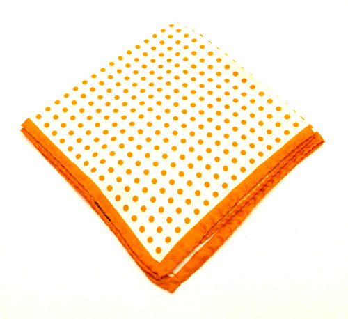 Orange Polka Dot Silk Fancy Pocket Square by Van Buck