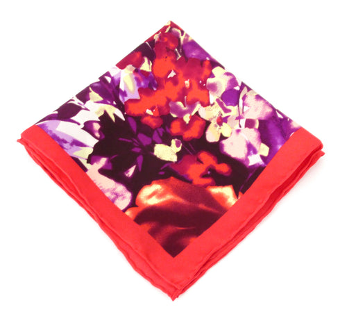 Bold Floral Silk Fancy Pocket Square by Van Buck