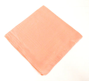 Salmon Pink Plain Macclesfield Silk Pocket Square by Van Buck