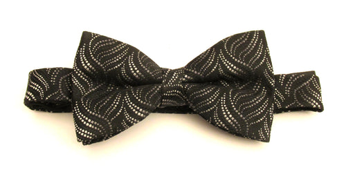 Black & Grey Wave Silk Bow Tie by Van Buck 