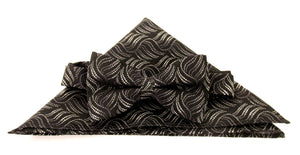 Black & Grey Wave Silk Bow Tie & Pocket Square Set Tie by Van Buck