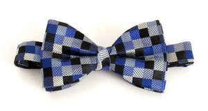 Navy Blue Block Silk Bow Tie by Van Buck