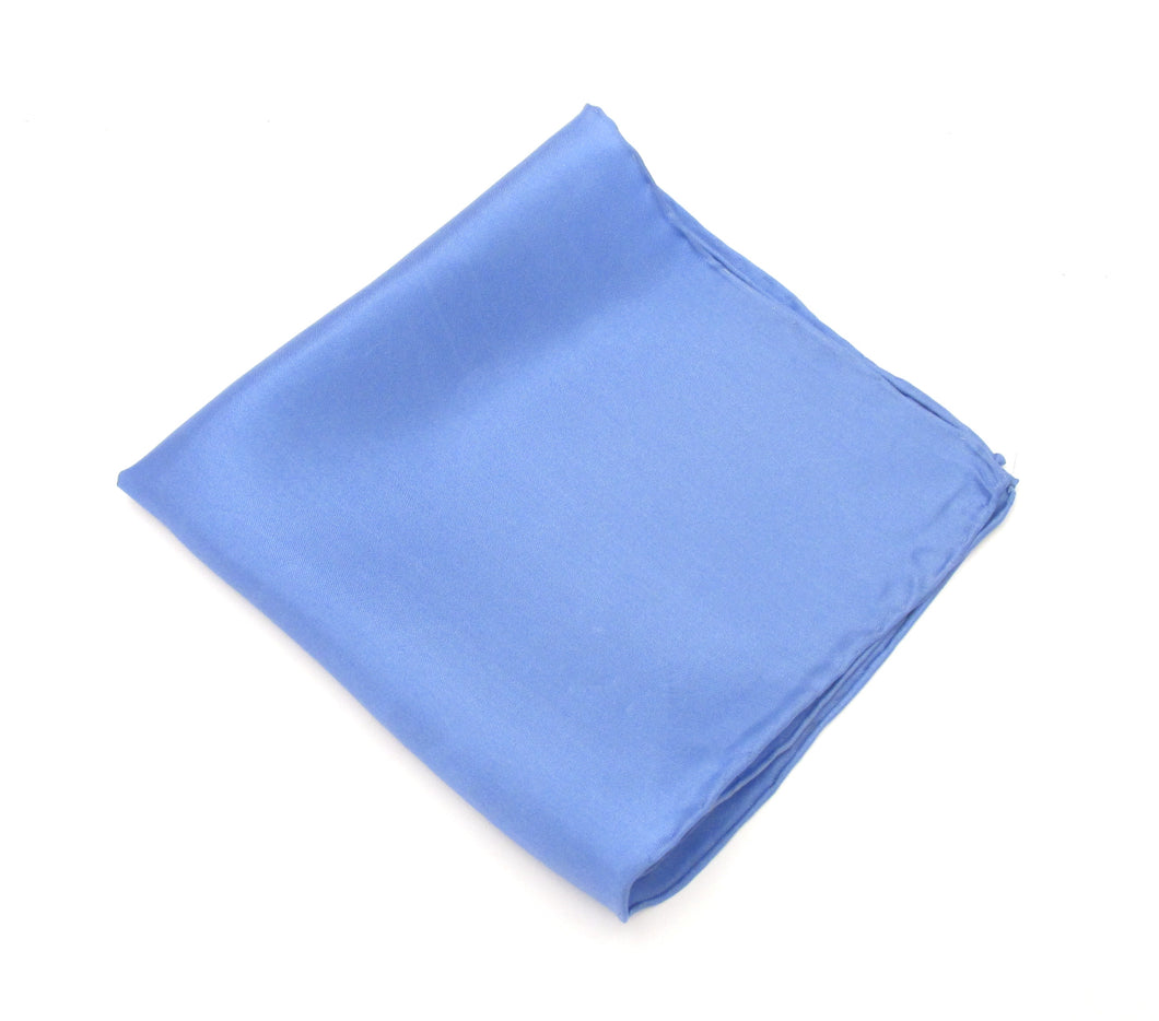 Blue Plain Silk Pocket Square by Van Buck