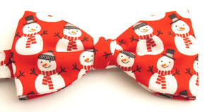 Christmas Red Snowman Bow Tie by Van Buck