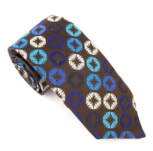Limited Edition Brown Geometric Silk Tie by Van Buck