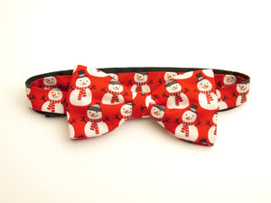 Christmas Red Snowman Bow Tie by Van Buck