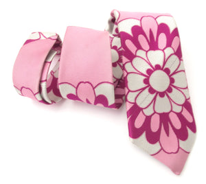Van Buck Limited Edition Pink Geometric Flower Silk Tie 