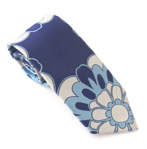 Van Buck Limited Edition Navy Geometric Flower Silk Tie